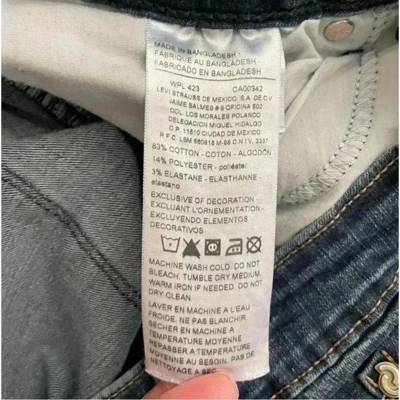 Levi’s Denizen Skinny Crop Denim Blue Button High Waist  Jeans Pants 4# 1190i - Picture 9 of 11